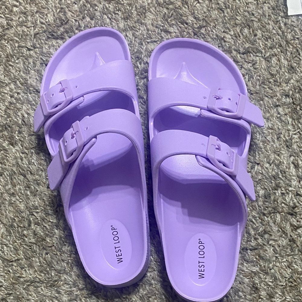 west loop Lavender Purple Dual-Buckle Woman’s Sandals